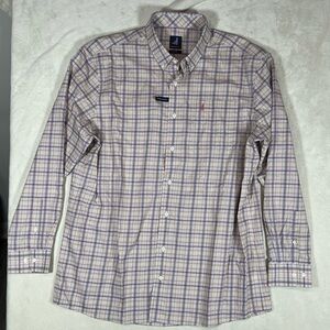 New W/O Tags Johnnie-O XL Prep-Formance Button Front Blue Plaid Stretch Shirt